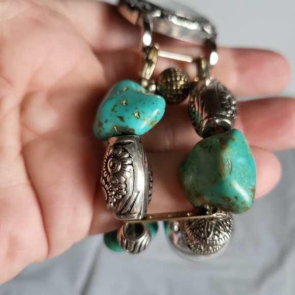 NARMI Ladies Wide Blue And Silver Changeable Band Quartz Wrist Watch Works! - Picture 2 of 4